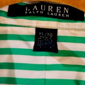 Ralph Lauren Rock Bottom Green Pinstripe button down.